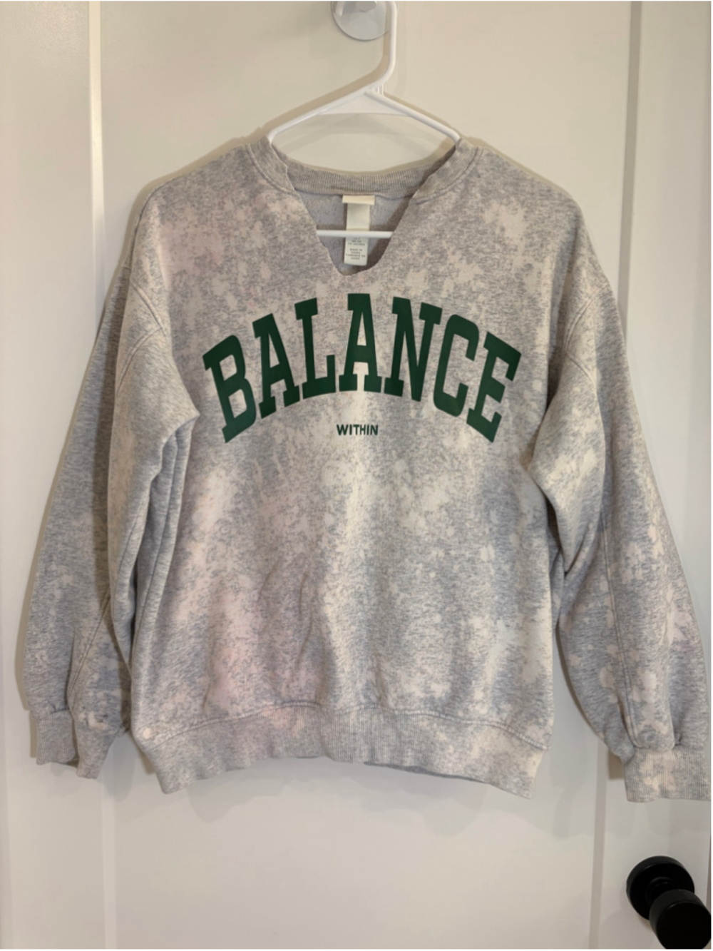H&M Balance Within Custom Bleached Sweatshirt Heather Grey Size Small